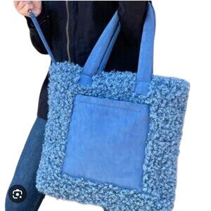 Sprigs Faux Fur Curly Tote Bag Laptop Sleeve Top Handle Crossbody 15"x15"x4"